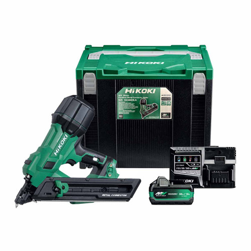 HiKOKI NR1838DKA 18V Brushless Metal Connector Nailer with 1x 5.0Ah MultiVolt Battery, Charger & Case