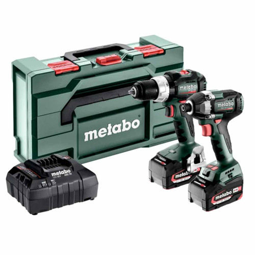 Metabo 685200590 2.8.8 18V Brushless Hammer Drill & Impact Driver Combo Set with 2x 5.2Ah Batteries