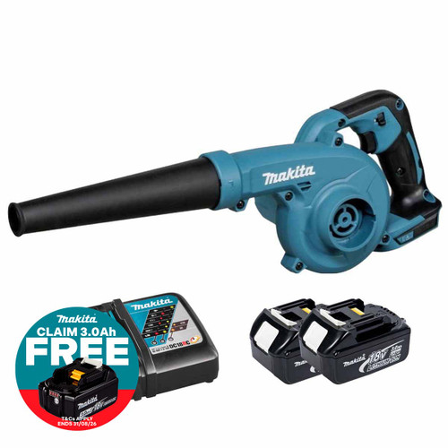 Makita DUB185Z 18V LXT Blower with 2x 3.0Ah Batteries & Fast Charger