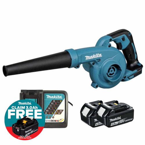 Makita DUB185Z 18V LXT Blower with 2x 4.0Ah Battery & Fast Charger