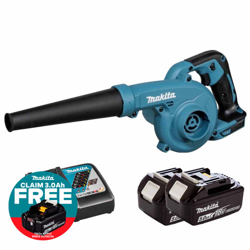 Makita DUB185Z 18V LXT Blower with 2x 5.0Ah Battery & Fast Charger