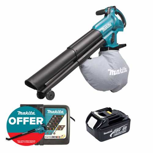 Makita DUB187Z 18V LXT Brushless Blower / Vacuum with 1x 3.0Ah Battery & Fast Charger