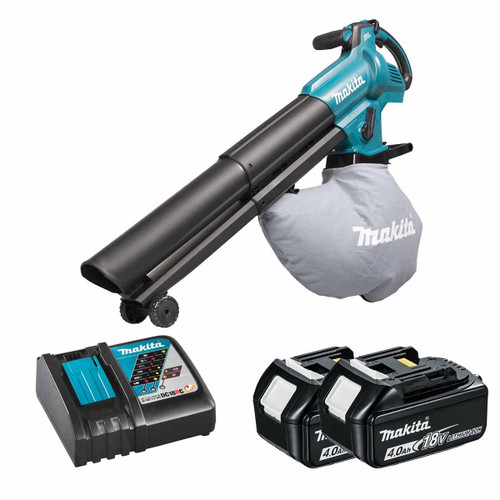 Makita DUB187Z 18V LXT Brushless Blower / Vacuum with 2x 4.0Ah Batteries & Fast Charger
