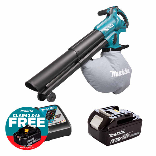Makita DUB187Z 18V LXT Brushless Blower / Vacuum with 1x 5.0Ah Battery & Fast Charger
