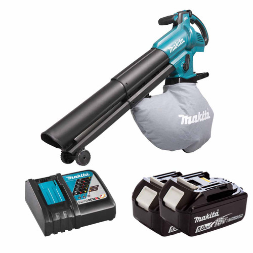 Makita DUB187Z 18V LXT Brushless Blower / Vacuum with 2x 5.0Ah Batteries & Fast Charger