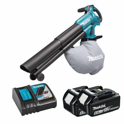 Makita DUB187Z 18V LXT Brushless Blower / Vacuum with 2x 6.0Ah Batteries & Fast Charger