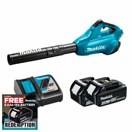 Makita DUB362Z LXT Twin 18V Brushless Blower with 2x 4.0Ah Batteries & Fast Charger