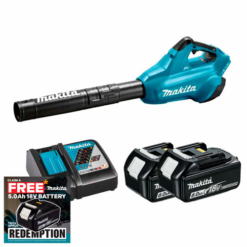 Makita DUB362Z LXT Twin 18V Brushless Blower with 2x 6.0Ah Batteries & Fast Charger