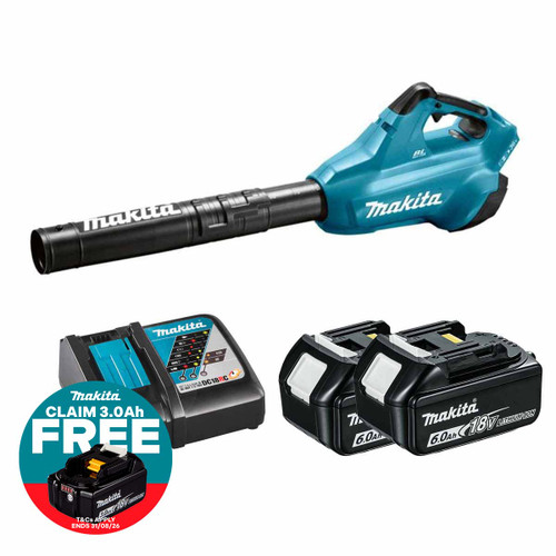Makita DUB362Z LXT Twin 18V Brushless Blower with 2x 6.0Ah Batteries & Fast Charger