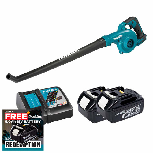 Makita DUB186Z LXT 18V Cordless Blower with 2x 3.0Ah Batteries & Fast Charger