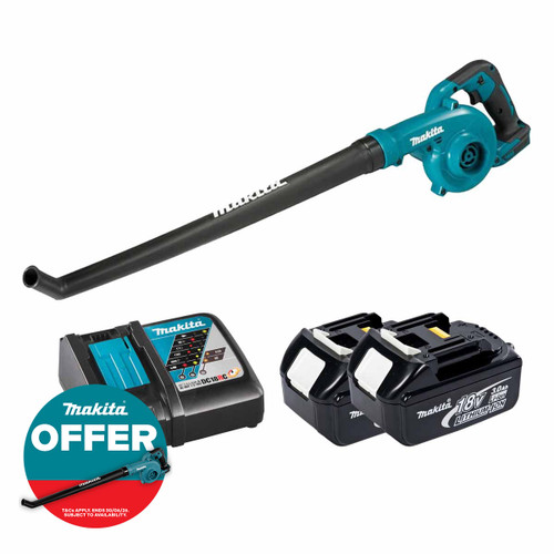 Makita DUB186Z LXT 18V Cordless Blower with 2x 3.0Ah Batteries & Fast Charger