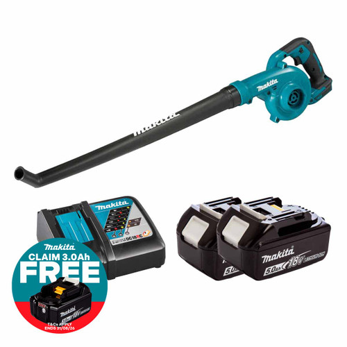 Makita DUB186Z LXT 18V Cordless Blower with 2x 5.0Ah Batteries & Fast Charger