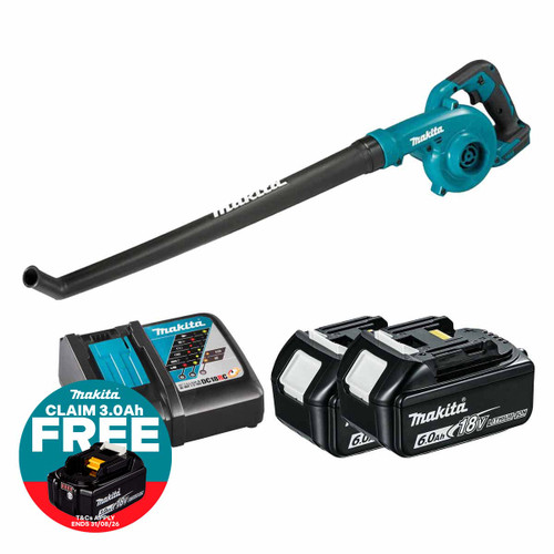 Makita DUB186Z LXT 18V Cordless Blower with 2x 6.0Ah Batteries & Fast Charger