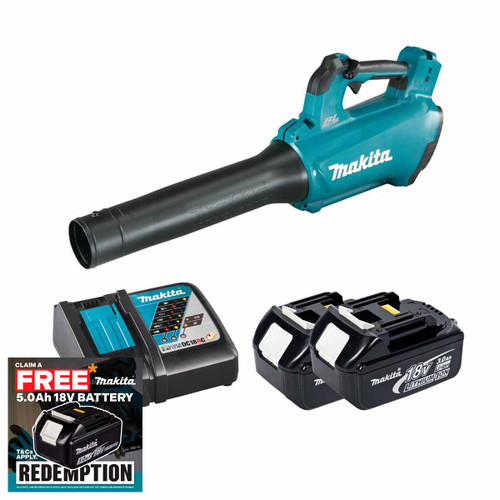 Makita DUB184Z 18V LXT Cordless Brushless Blower with 2x 3.0Ah Batteries & Fast Charger