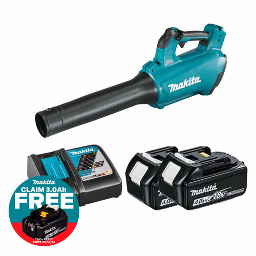 Makita DUB184Z 18V LXT Cordless Brushless Blower with 2x 4.0Ah Batteries & Fast Charger