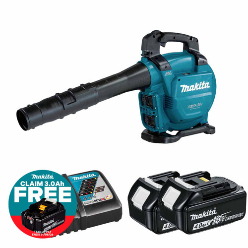 Makita DUB363 Twin 18V LXT Brushless Cordless Blower / Vacuum with 2x 4.0Ah Batteries & Fast Charger