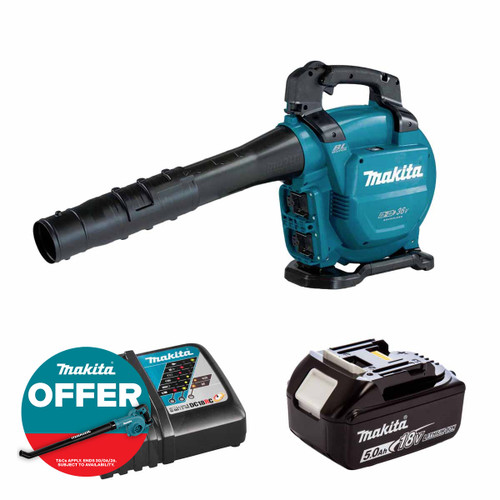 Makita DUB363 Twin 18V LXT Brushless Cordless Blower / Vacuum with 1x 5.0Ah Battery & Fast Charger