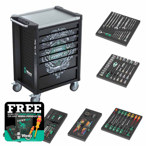 Wera 05150135001 9705 Tool Rebel Roller Cabinet Stainless 1 (Tools & Foam Inserts Included)