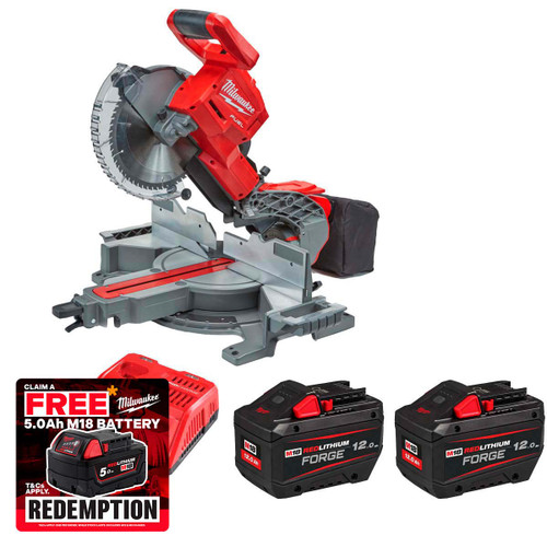 Milwaukee M18FMS254-122 18V Fuel 254mm Mitre Saw with 2x 12.0Ah Batteries & Fast Charger