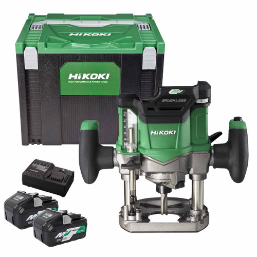 HiKOKI M3612DA MultiVolt 36V Brushless 1/2" Variable Speed Router with 2x 4.0Ah MultiVolt Batteries, Charger & Case