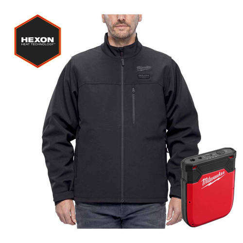 Milwaukee M12HJBL6-0 12V HEXON Black Heated Puffer Jacket with Heated Gear Power Source (Size M)