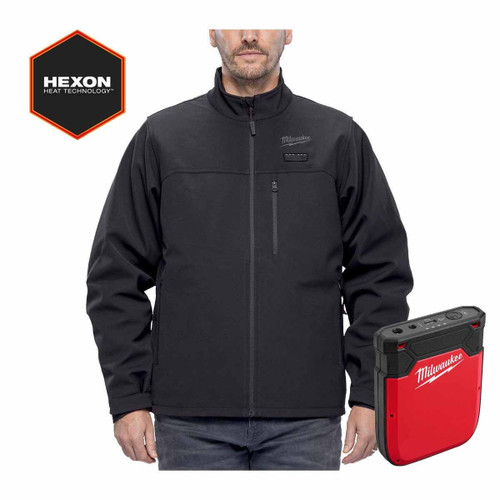 Milwaukee M12HJBL6-0 12V HEXON Black Heated Jacket with Heated Gear Power Source (Size S)