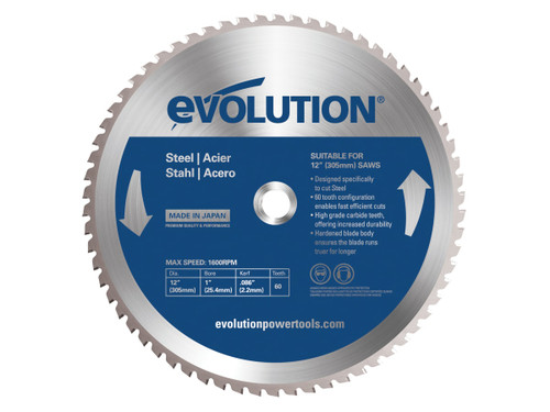 Evolution M305TCT-60CS Mild Steel Cutting Chop Saw Blade 305 x 25.4mm x 60T