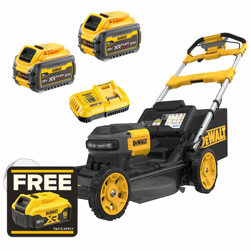 DeWalt DCMWSP660 Twin 54V XR Self Propelled Lawn Mower with 2x 6.0Ah FlexVolt Batteries and Charger