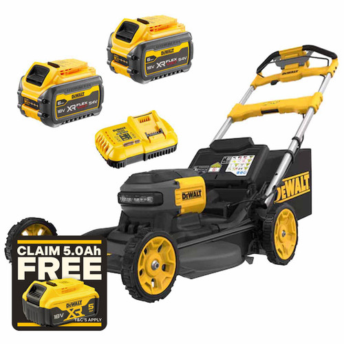 DeWalt DCMWSP660 Twin 54V XR Self Propelled Lawn Mower with 2x 6.0Ah FlexVolt Batteries and Charger