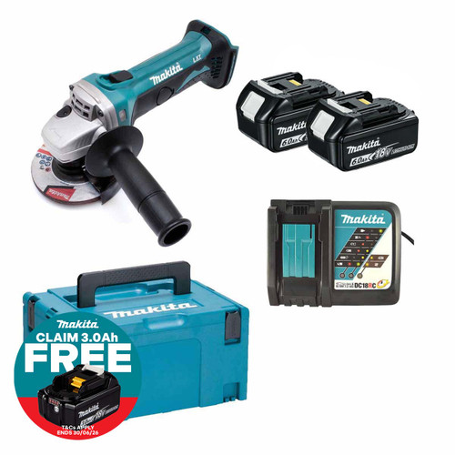 Makita DGA452STJ 18V LXT Cordless 115mm Angle Grinder Kit