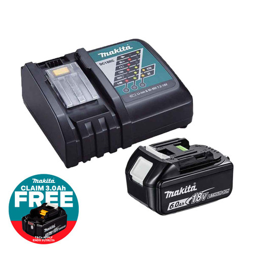 Makita DC18RC 18V LXT Fast Charger with 1x 6.0Ah Battery
