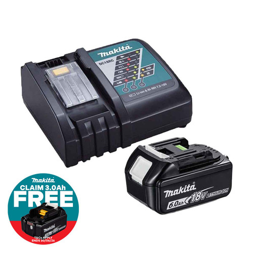 Makita DC18RC 18V LXT Fast Charger with 1x 6.0Ah Battery