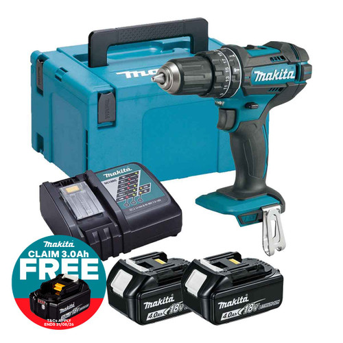 Makita DHP482Z LXT 18V Cordless Combi Drill with 2 x 4.0Ah Batteries