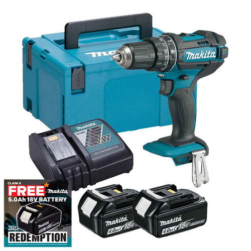 Makita DHP482Z LXT 18V Cordless Combi Drill with 2 x 4.0Ah Batteries