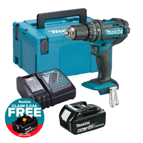 Makita DHP482Z LXT 18V Combi Drill with 1 x 6.0Ah Battery