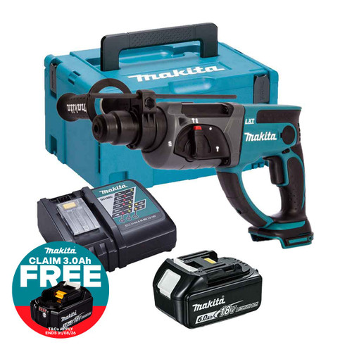 Makita DHR202Z LXT 18V SDS+ Rotary Hammer with 1 x 6.0Ah Battery