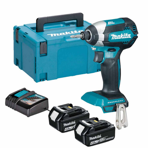 Makita DTD153Z LXT 18V Brushless Impact Driver with 2x 4.0Ah Batteries, Charger & Makpac Carry Case