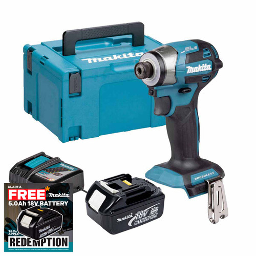 Makita DTD173Z 18V Brushless Impact Driver with 1x 3.0Ah Battery, Charger & Makpac Carry Case