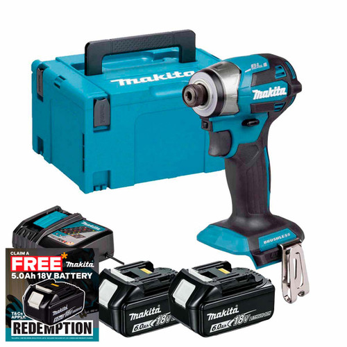 Makita DTD173Z 18V Brushless Impact Driver with 2x 6.0Ah Batteries, Charger & Makpac Carry Case