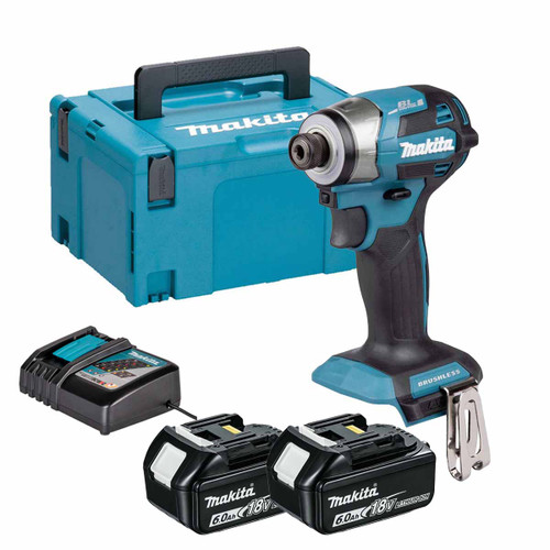 Makita DTD173Z 18V Brushless Impact Driver with 2x 6.0Ah Batteries, Charger & Makpac Carry Case