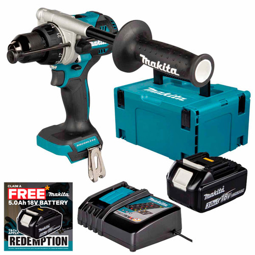 Makita DHP492Z 18V LXT Brushless Combi Drill with 1x 3.0Ah Battery, Charger & Makpac Carry Case