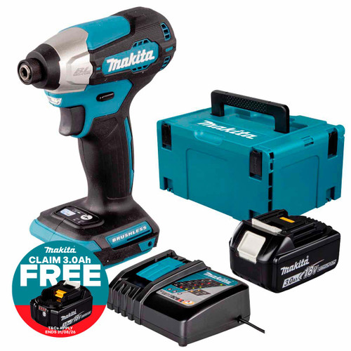 Makita DTD157Z LXT 18V Brushless Impact Driver with 1x 3.0Ah Battery, Charger & Makpac Carry Case