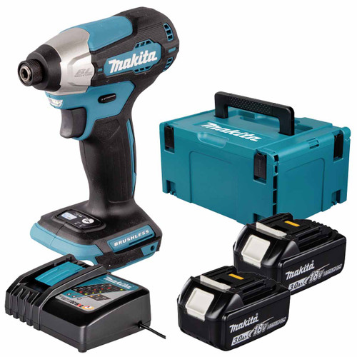 Makita DTD157Z LXT 18V Brushless Impact Driver with 2x 3.0Ah Batteries, Charger & Makpac Carry Case