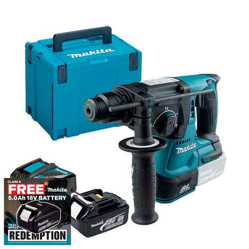 Makita DHR242Z 18V Brushless SDS+ Rotary Hammer Drill with 1x 3.0Ah Battery, Charger and Makpac Carry Case