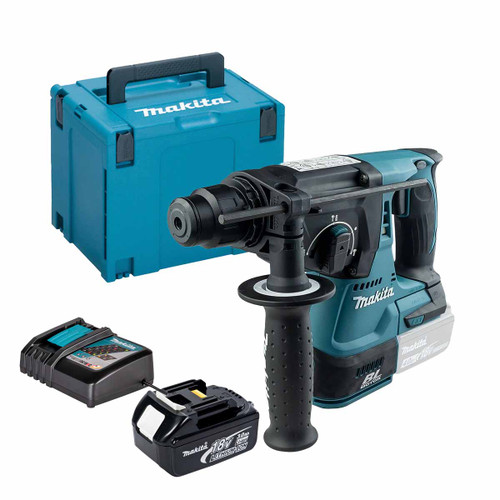 Makita DHR242Z 18V Brushless SDS+ Rotary Hammer Drill with 1x 3.0Ah Battery, Charger and Makpac Carry Case