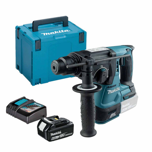 Makita DHR242Z 18V Brushless SDS+ Rotary Hammer Drill with 1x 6.0Ah Battery, Charger and Makpac Carry Case
