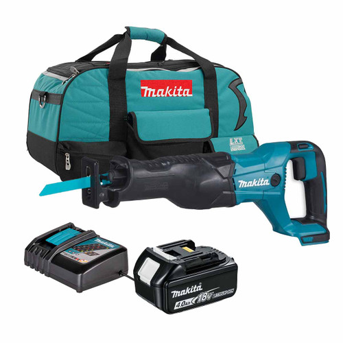 Makita DJR186Z 18V LXT Reciprocating Saw with 1x 4.0Ah Battery, Charger and Heavy Duty Toolbag