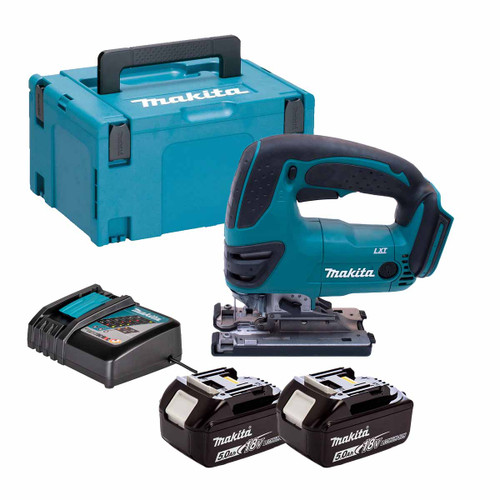 Makita DJV180Z LXT 18V Cordless Jigsaw with 2x 5.0Ah Batteries, Charger and Makpac Carry Case