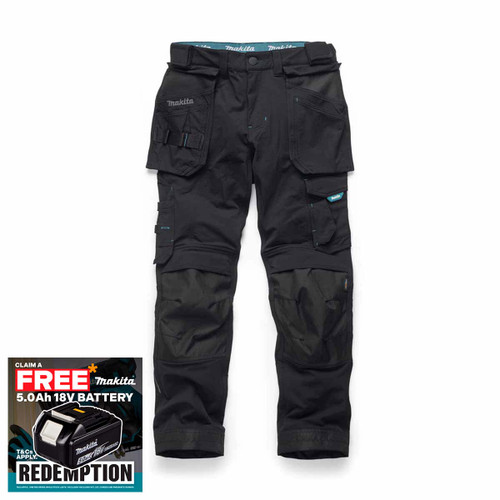Makita MK304M Onyx Stretch Trousers Black (Size W32xL31)