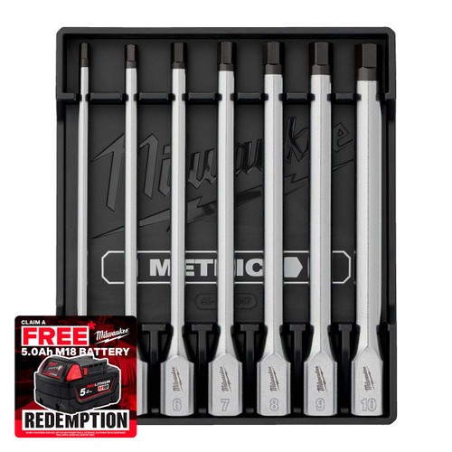 Milwaukee 4932500435 3/8" Drive Metric Hex Long Bit Socket Set (7 Piece)